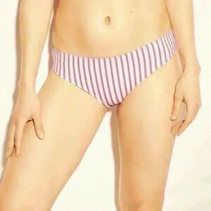 Shade & Shore Women's Red White Striped Hipster Bikini Bottom Size Extra Large